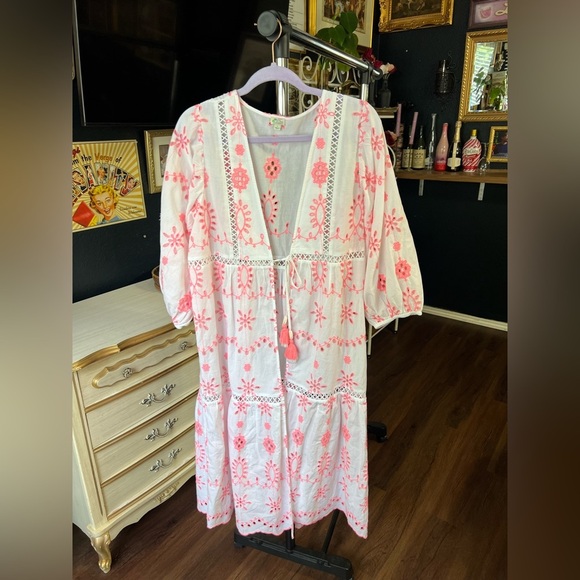 J. Crew Cotton Embroidered Balloon Sleeve Cover-up Dress Small - Picture 2 of 10